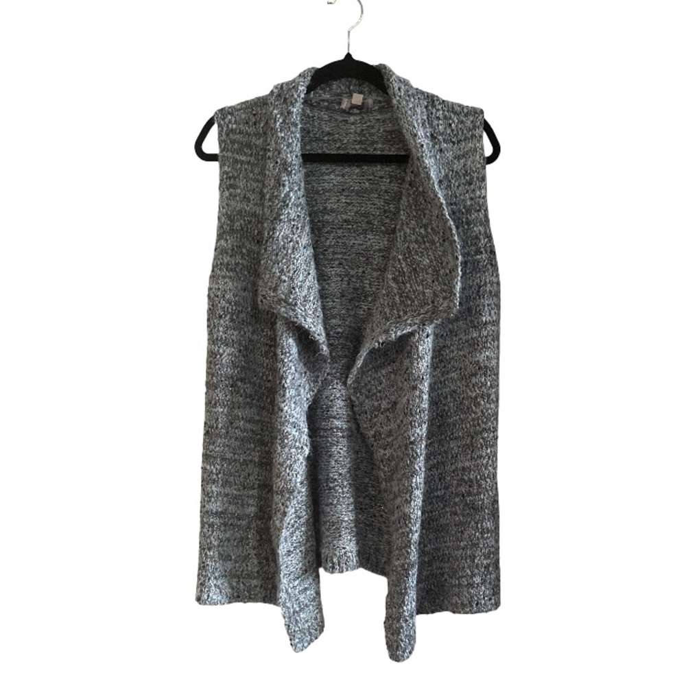 LOFT Gray Open Front Sweater Vest